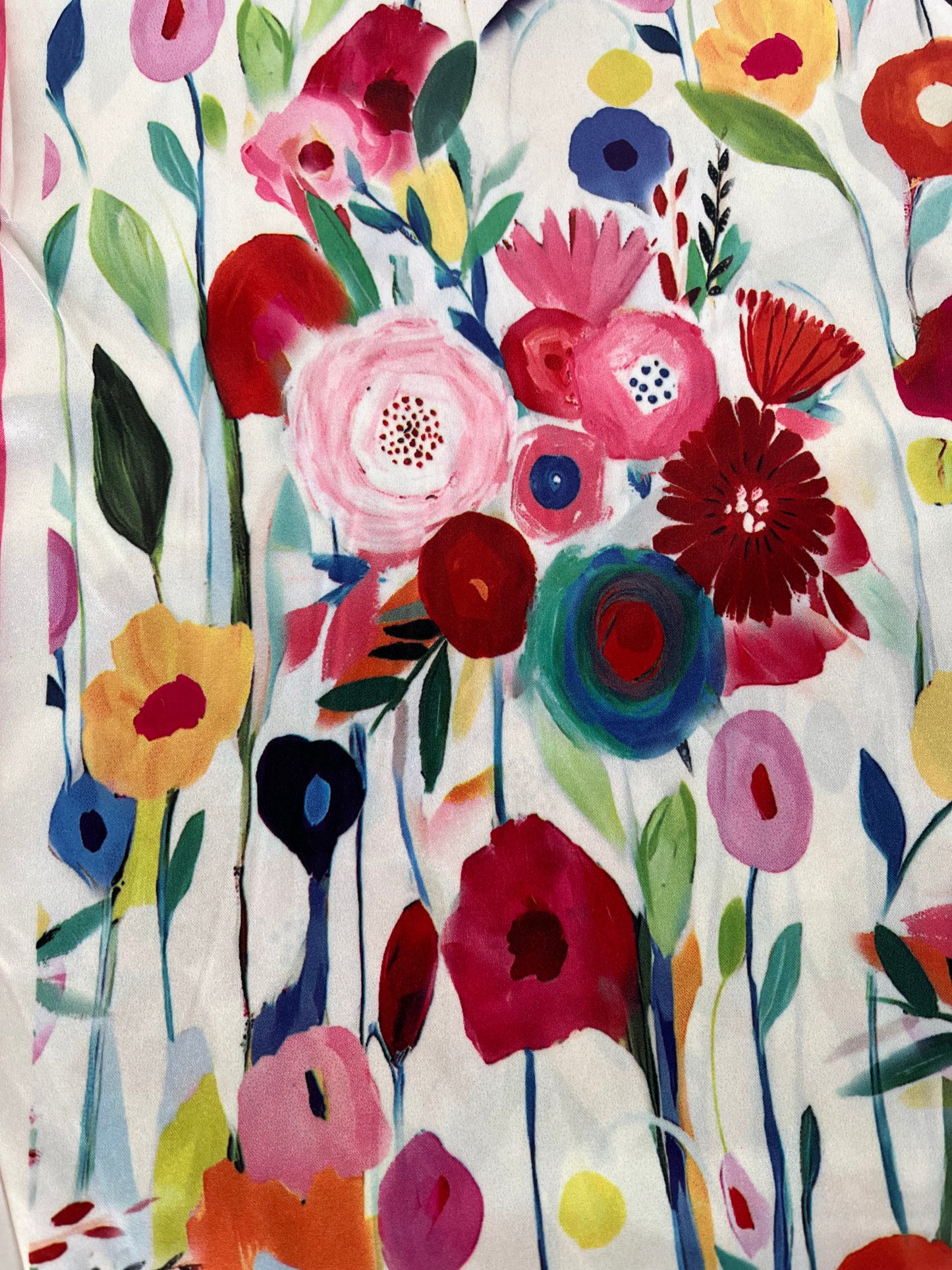 Tørklæde m. blomster - 70 x 70 cm