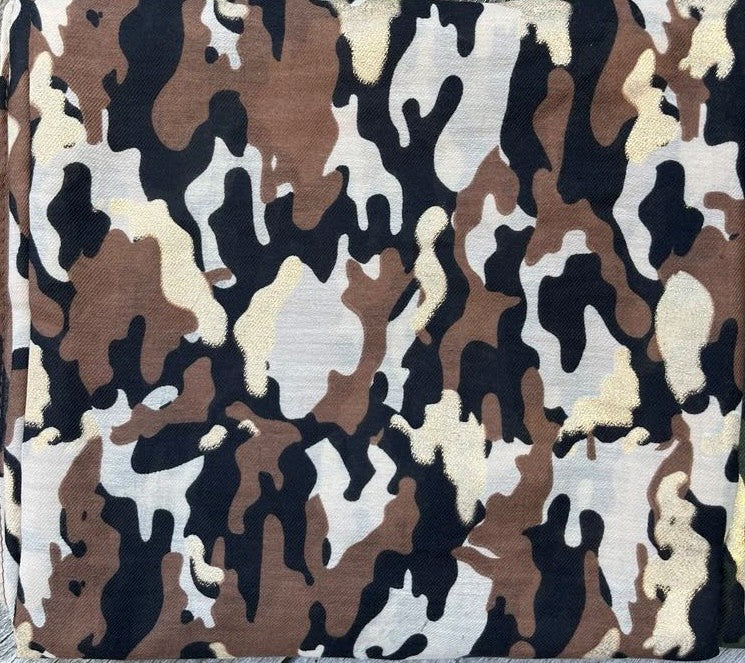 Tørklæde m. camouflage print og guld