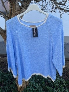 Strik m. farvet kant