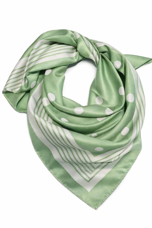 Tørklæde m. strib og prik - 70 x 70 cm