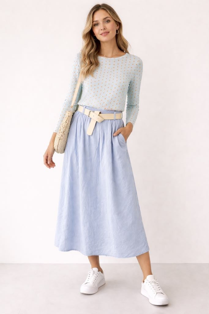 Nederdel, baby fløjl m. bælte