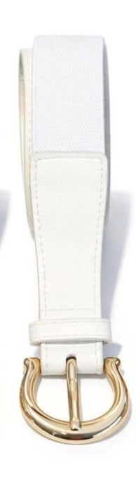 Bælte, elastik, ensfarvet m. guld spænde