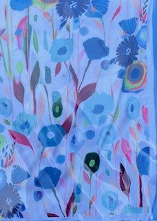 Tørklæde m. blomster - 70 x 70 cm