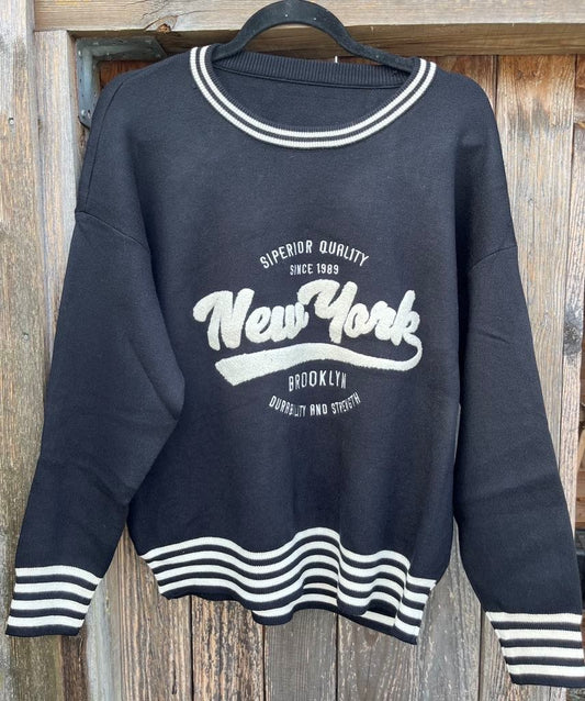 Sweatshirt, fin strik m. skrift