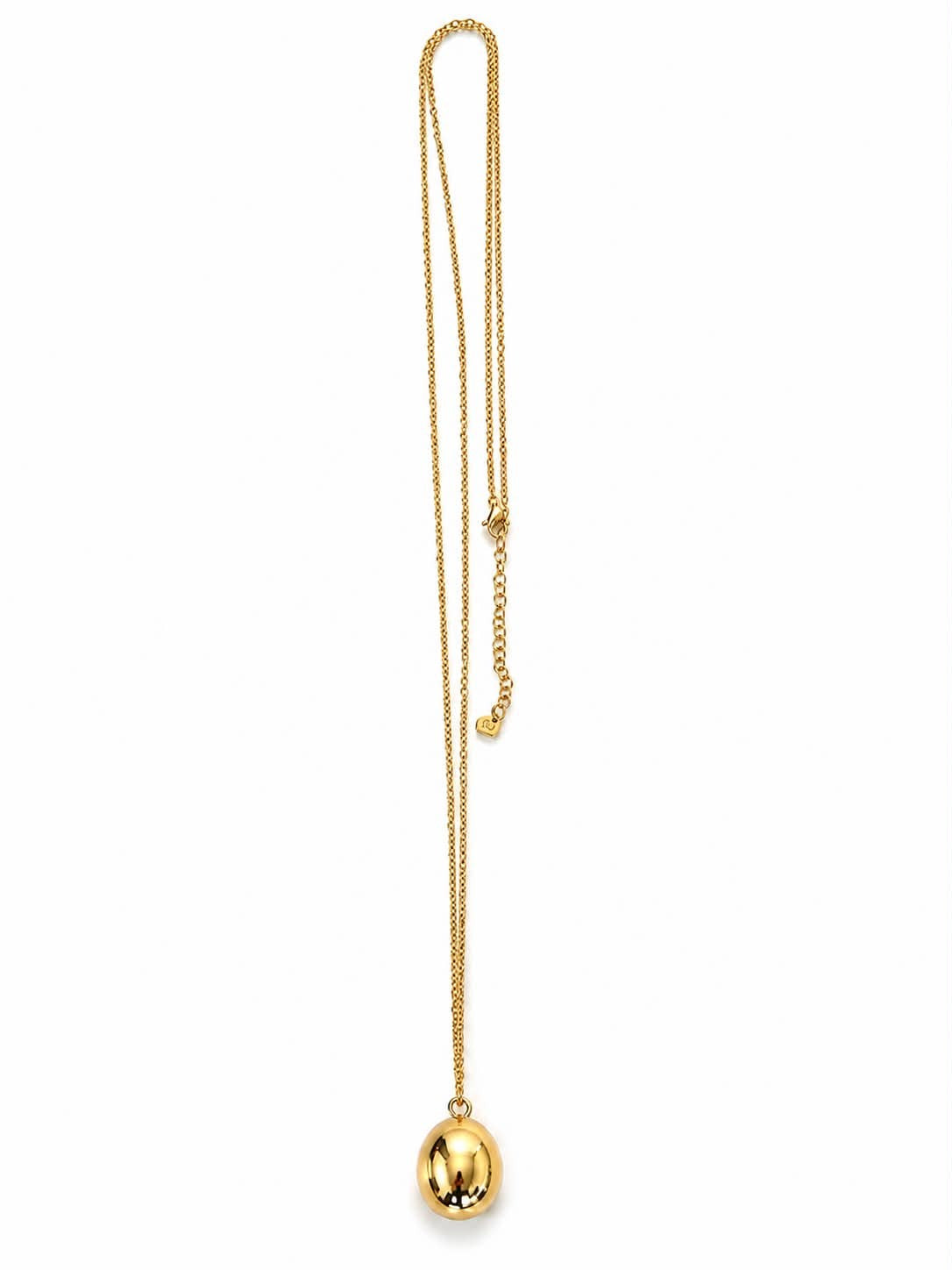 Halskæde, lang m. oval kugle, guld