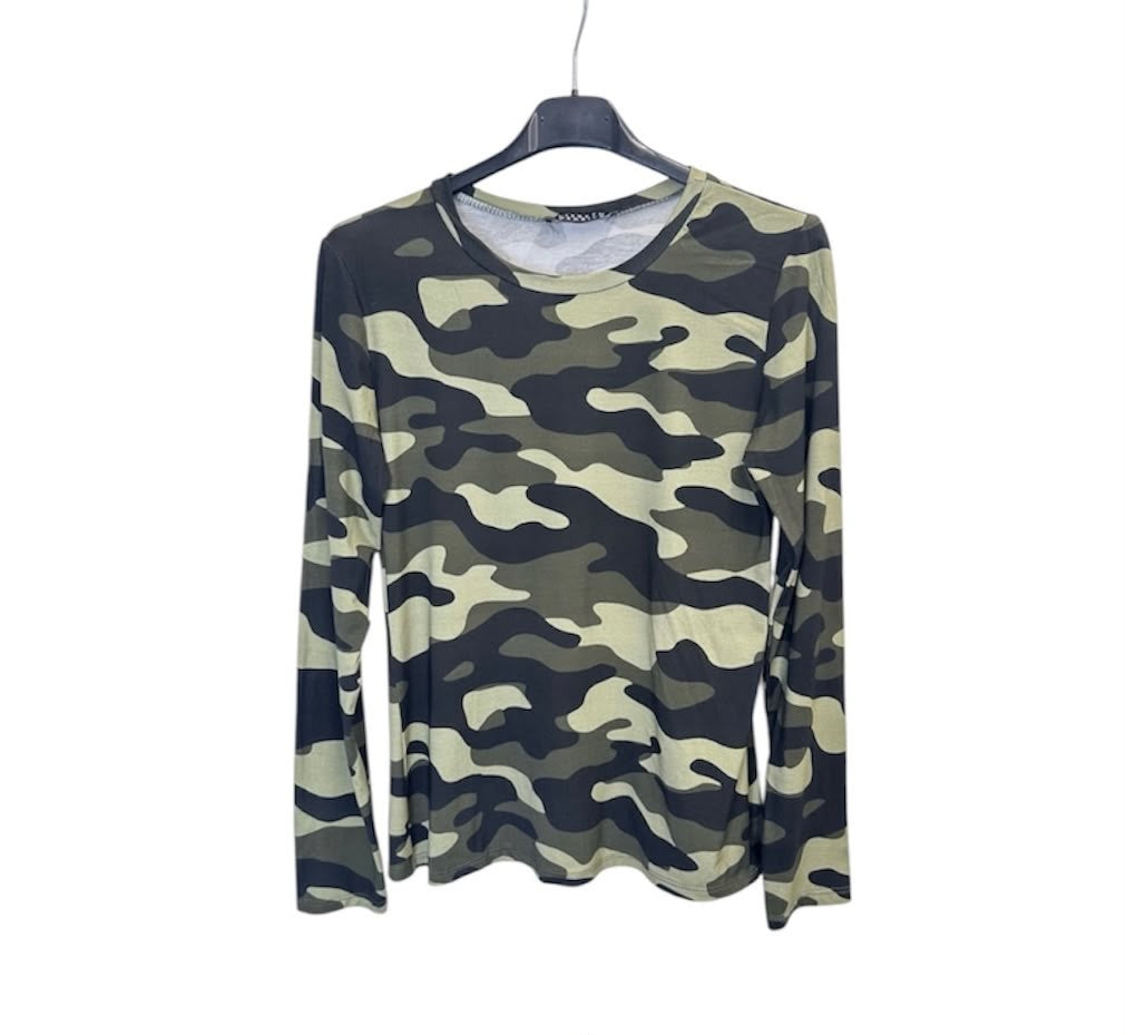 T-shirt m. prikker, camo ell. leo
