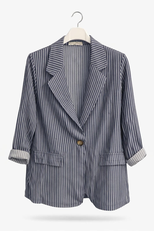 Jakke m. strib og lommer