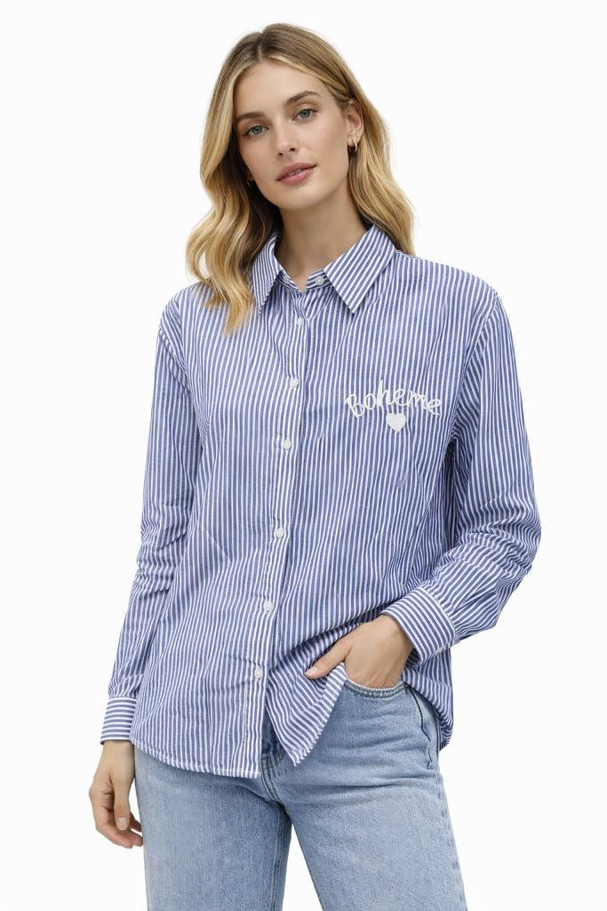 Skjorte m. strib og Bohem/ Hjerte