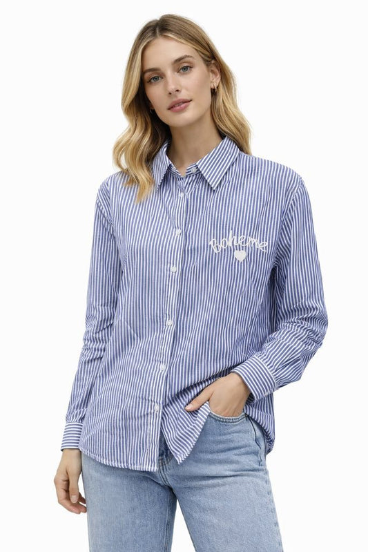 Skjorte m. strib og Bohem/ Hjerte