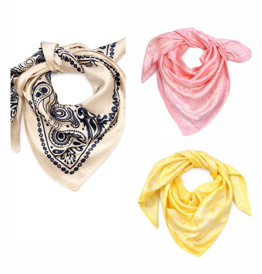 Tørklæde m. paisley - 70 x 70 cm