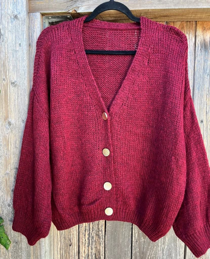Cardigan, strik m. guld knapper
