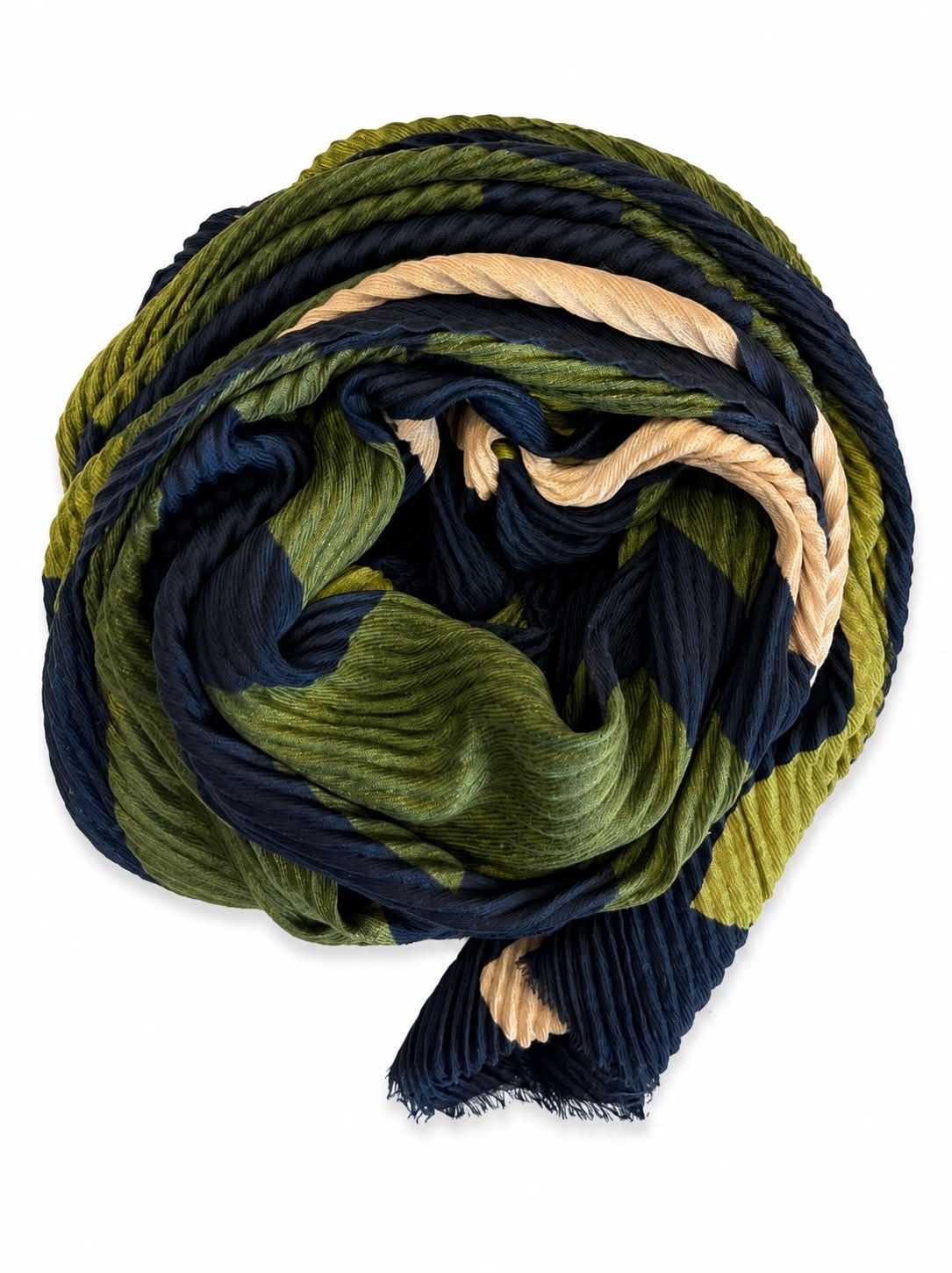 Tørklæde m. mønster og krep look
