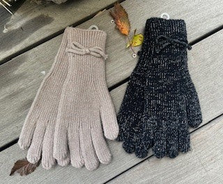 Handske i strik m. glimmer