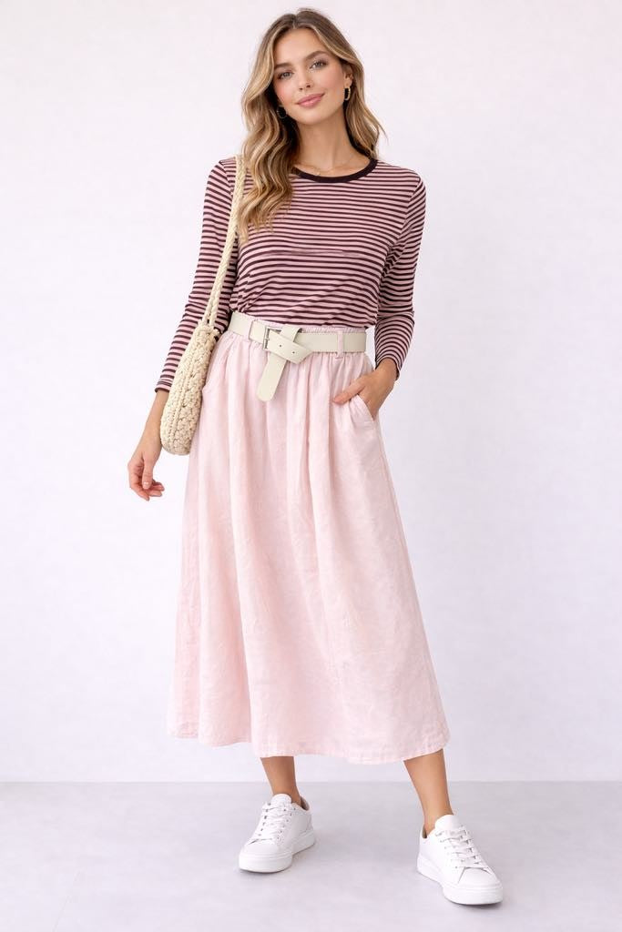 Nederdel, baby fløjl m. bælte