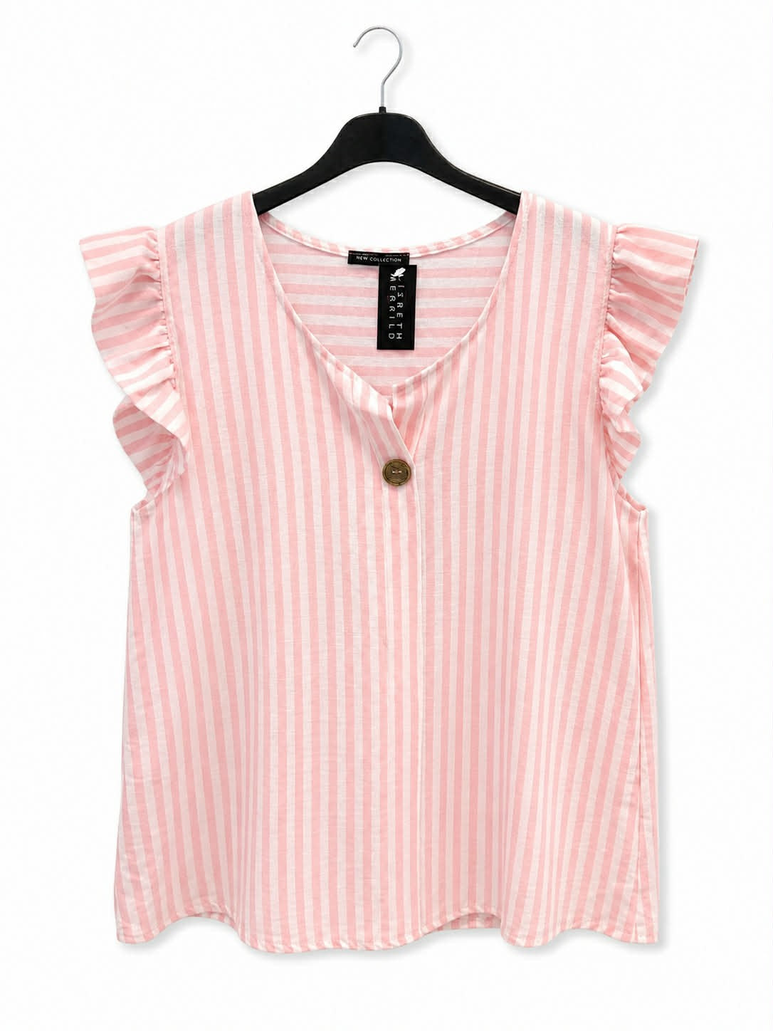 Bluse m. strib, u. ærmer