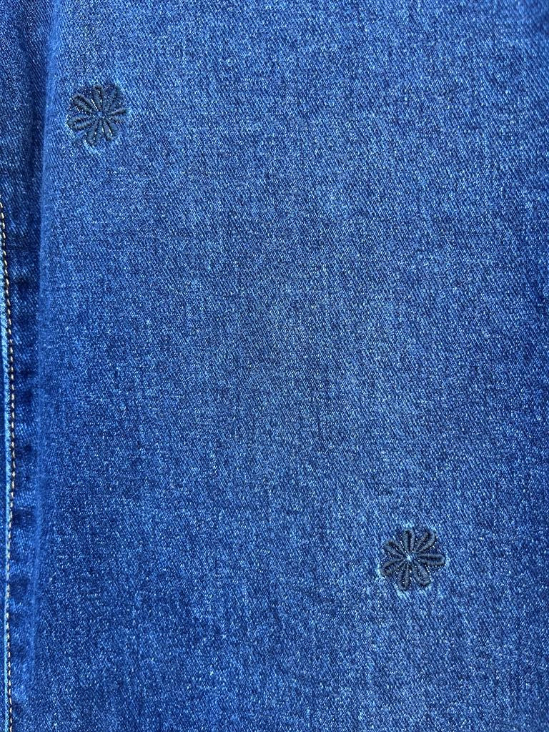Buks, jeans m. broderet blomster