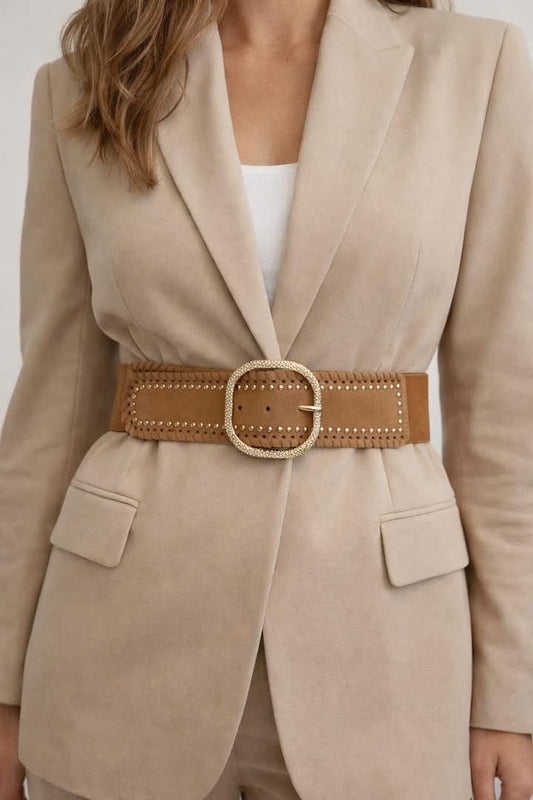 Bælte, elastik m. guld spænde