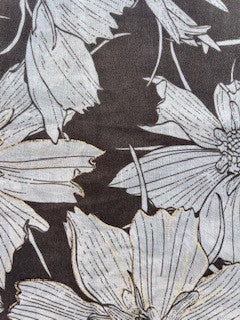 Tørklæde m. buket blomster og guld