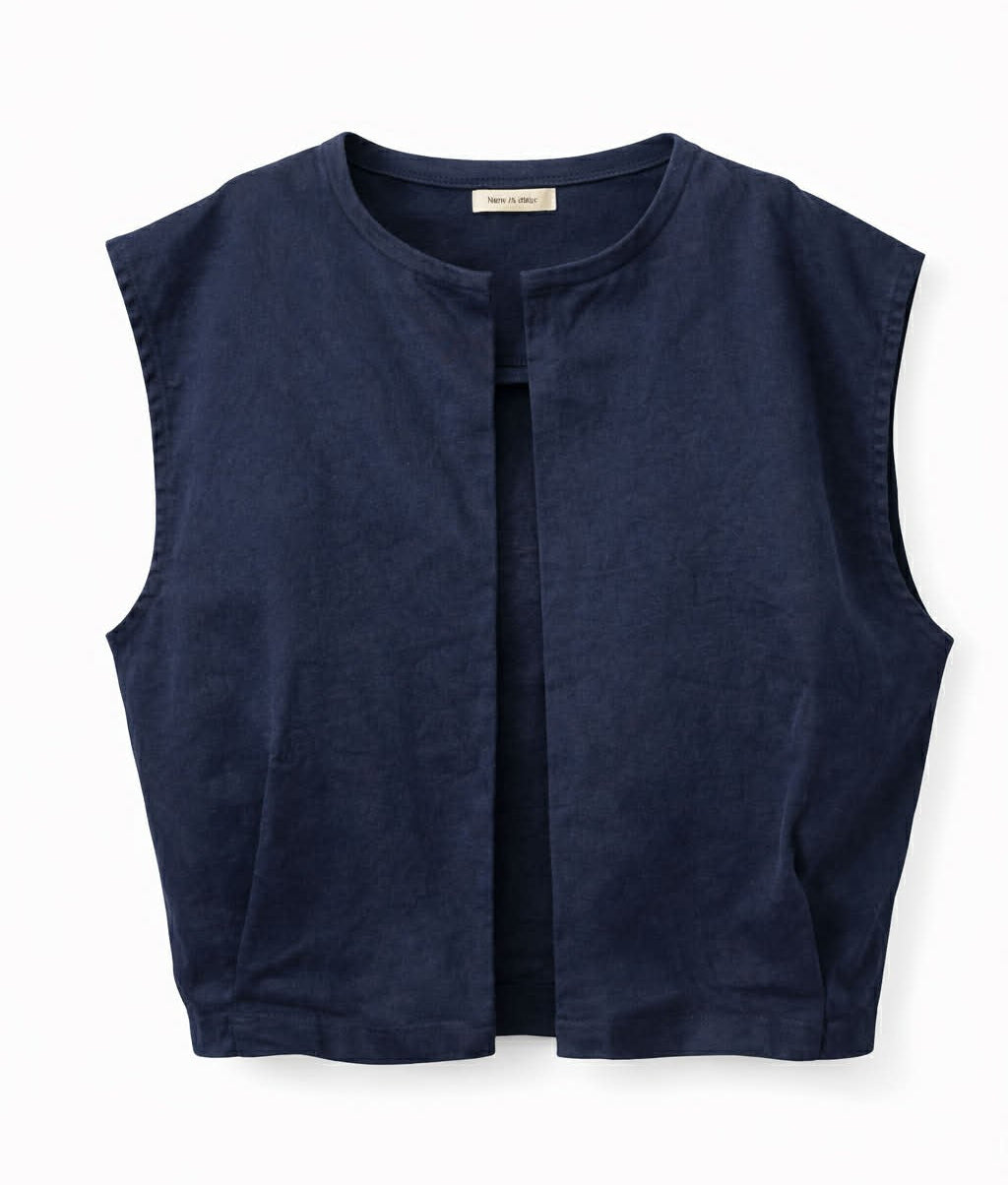 Vest m. lommer, ensfarvet