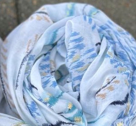 Tørklæde m. mønster og guld