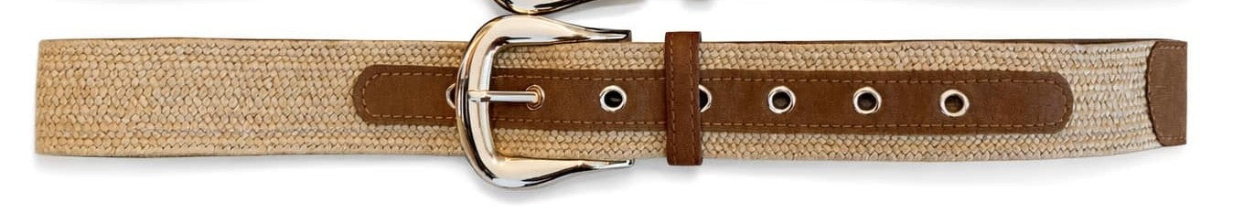 Bælte i siv med elastik og guld spænde