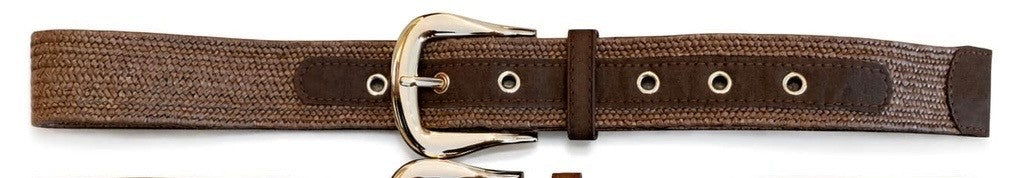 Bælte i siv med elastik og guld spænde