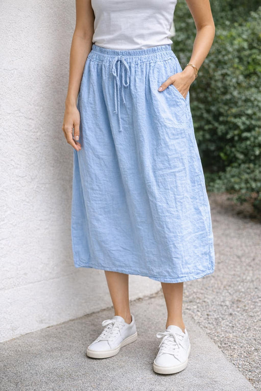 Nederdel m. elestik og bindebånd