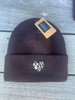 Hat, strik m. hjerte/leo