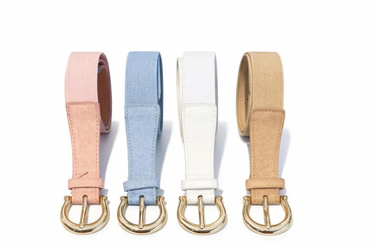 Bælte, elastik, ensfarvet m. guld spænde